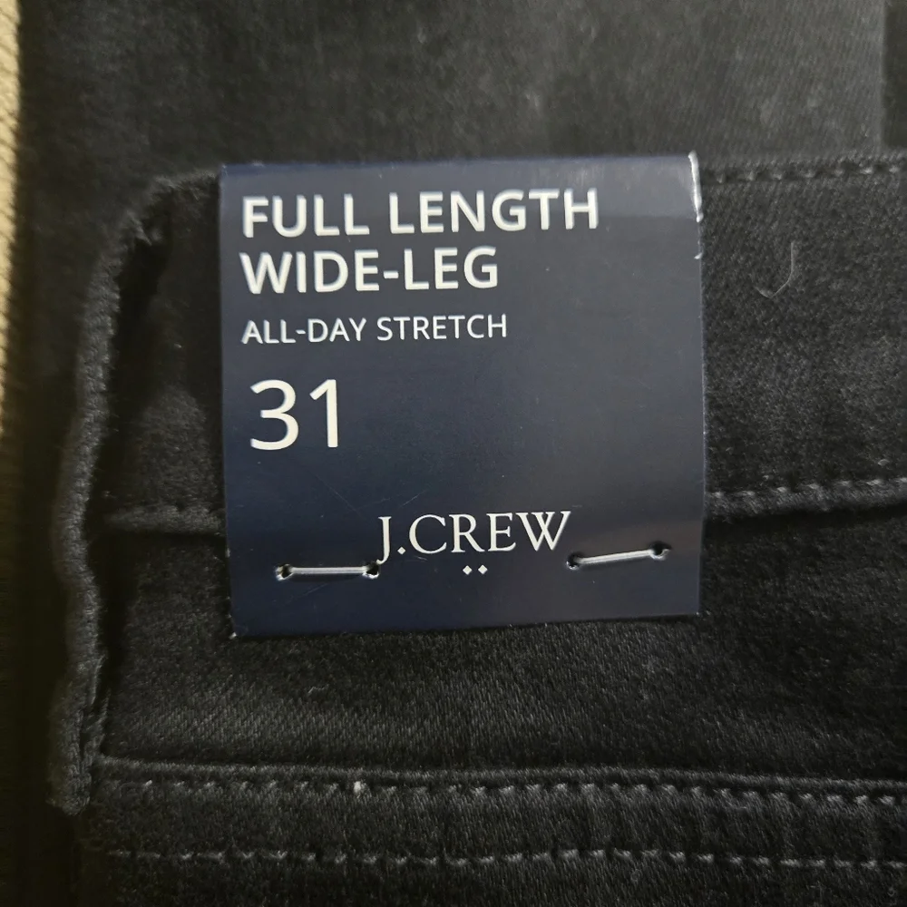J Crew Full Length Wide Leg All Day Stretch Jeans Black NWT